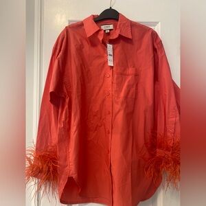 New with tags J Crew Collection feathered cuffed shirt.  Size 4.